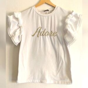 Antwelfth Adore Ruffle Sleeve Flutter Sleeve T Shirt Top Blouse Small